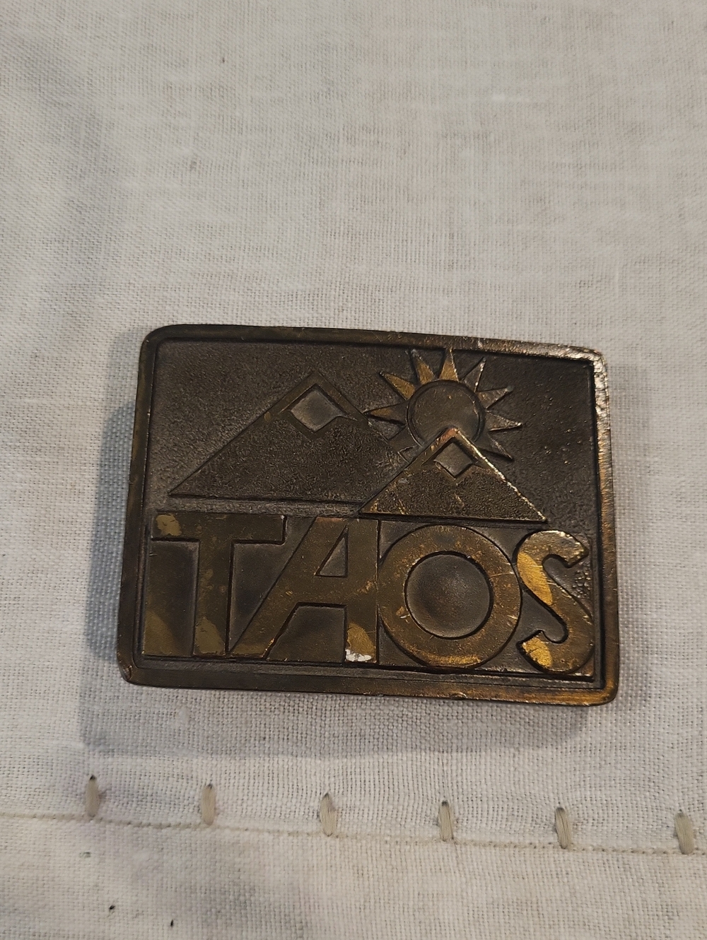 Taos Footwear Brass Logo Belt Buckle
